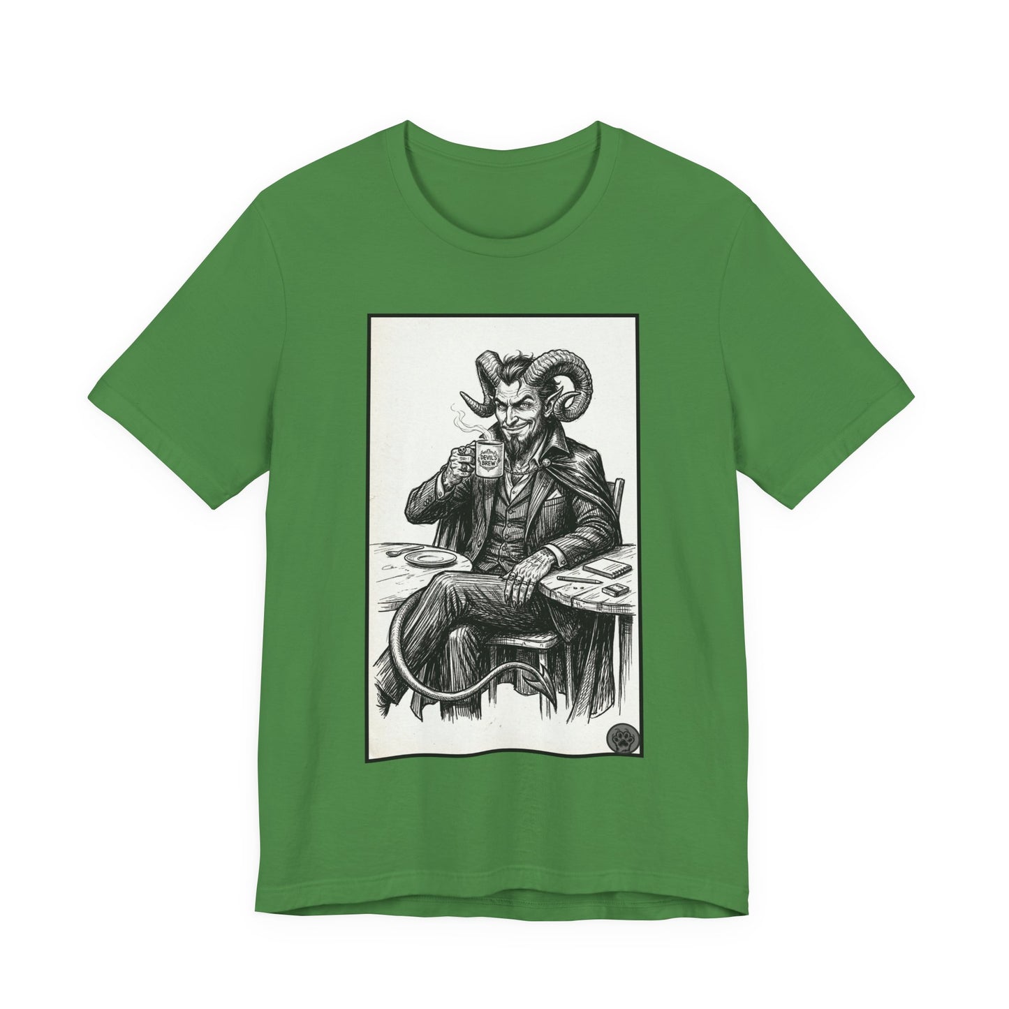 Devil's Brew - Coffee - Devil in a Suit Graphic Tee — Vintage Demon Illustration T-Shirt