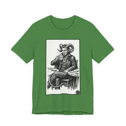 Devil's Brew - Coffee - Devil in a Suit Graphic Tee — Vintage Demon Illustration T-Shirt