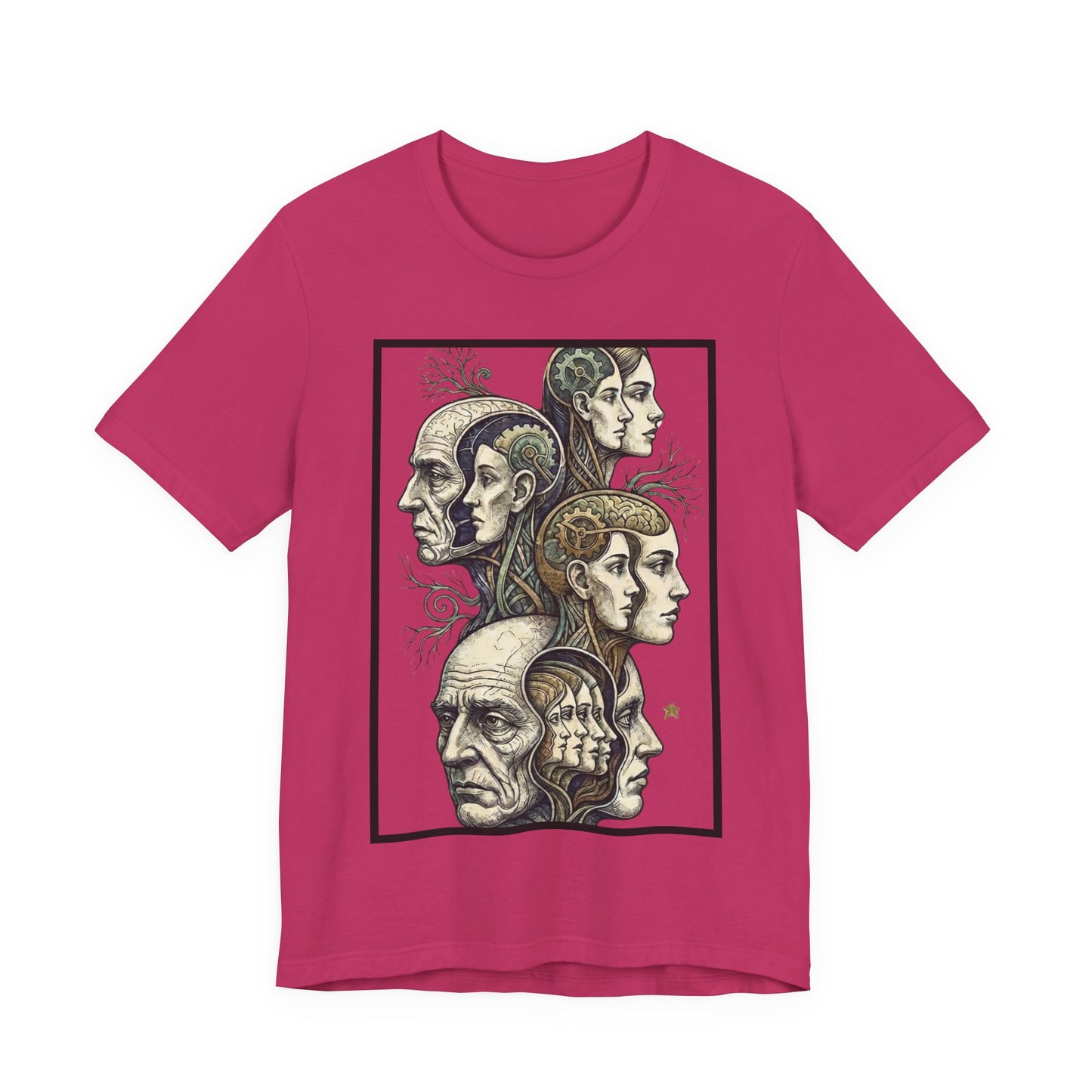 Family of Thought - Crop - Evolution of Minds T-Shirt — Surreal Human Faces Art Tee