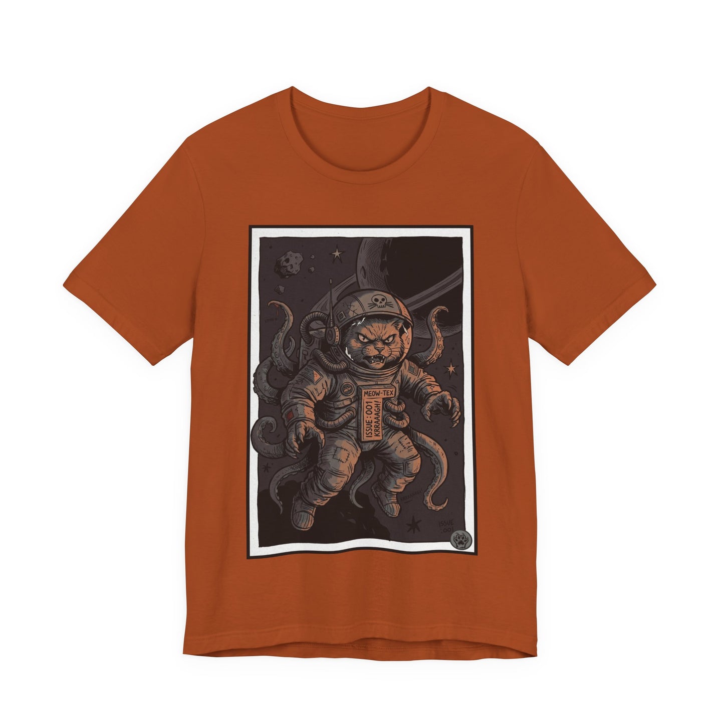 AlienCat Astronaut In Space! - Dark - Cat Graphic Tee – Space Cat with Tentacles Illustration