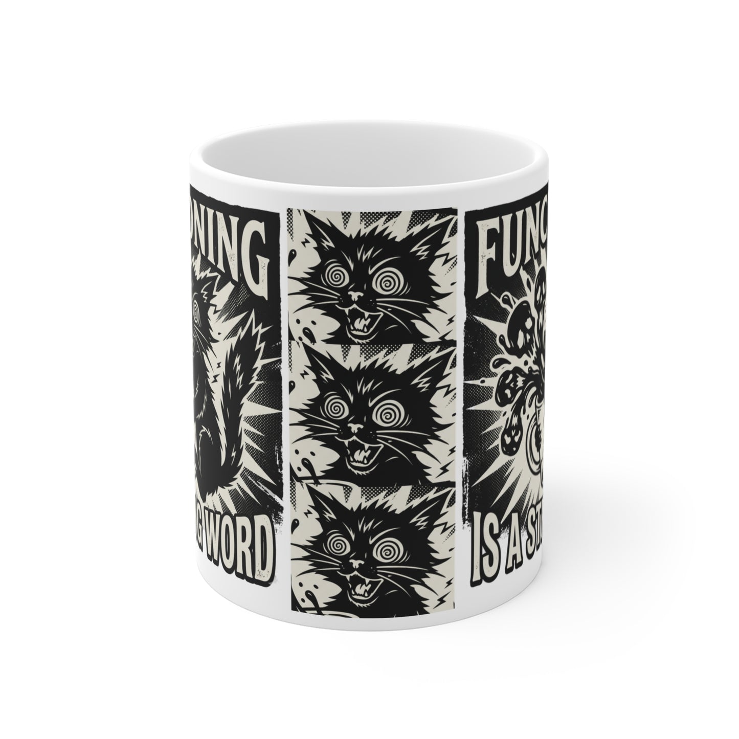 VOID - Functioning Is a Strong Word Coffee Mug — Black Goth Cat 11oz