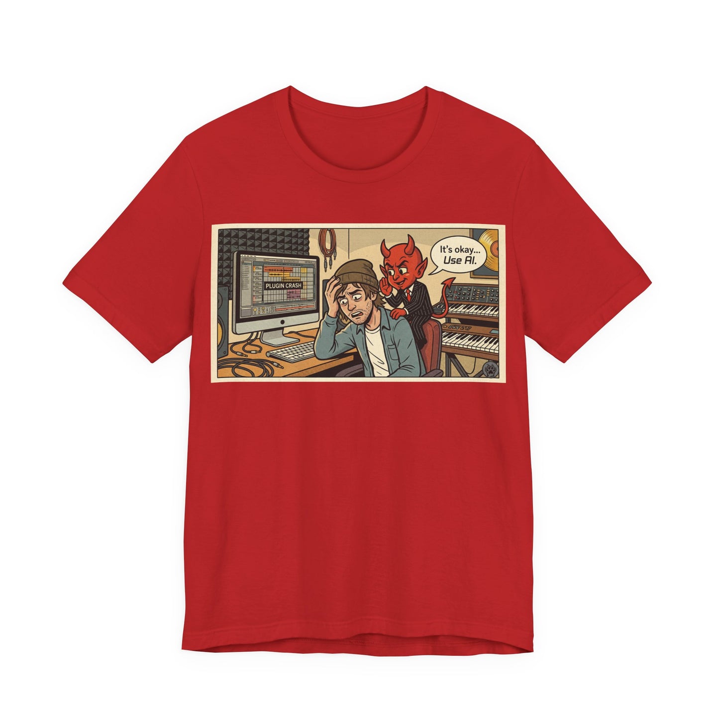 Use AI - Controversial Musician Humor Recording Studio T‑Shirt — Funny Comic “It’s Okay... Use Al” Music Producer Tee