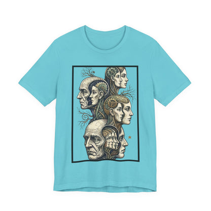 Family of Thought - Crop - Evolution of Minds T-Shirt — Surreal Human Faces Art Tee