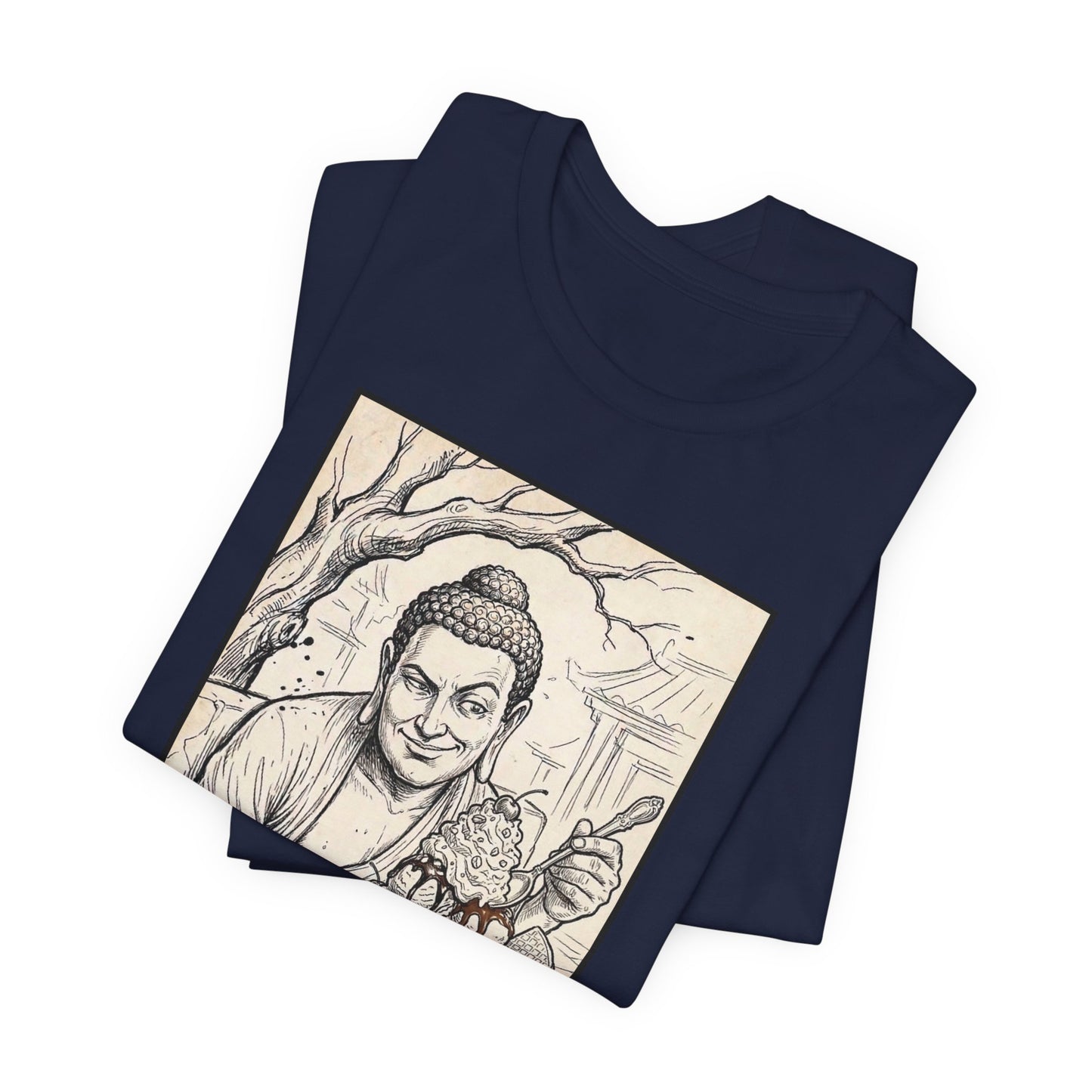 Bad Buddha Sundae Sketch Tee — Religious Humor Buddha Graphic T-Shirt