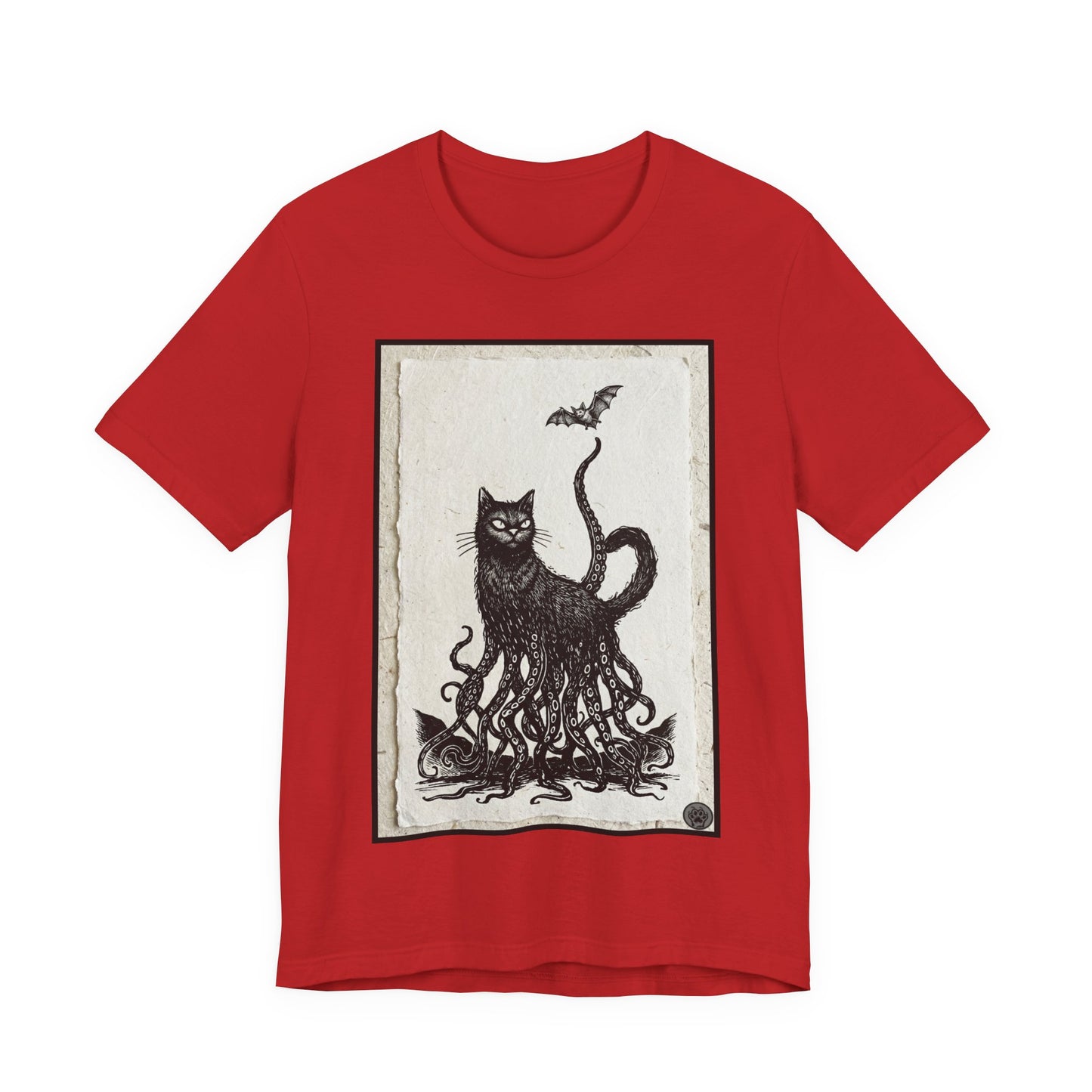 OctoCat Catching a Bat - Vintage Paper - Mystic Cat Kraken Tee — Gothic Cat T‑Shirt
