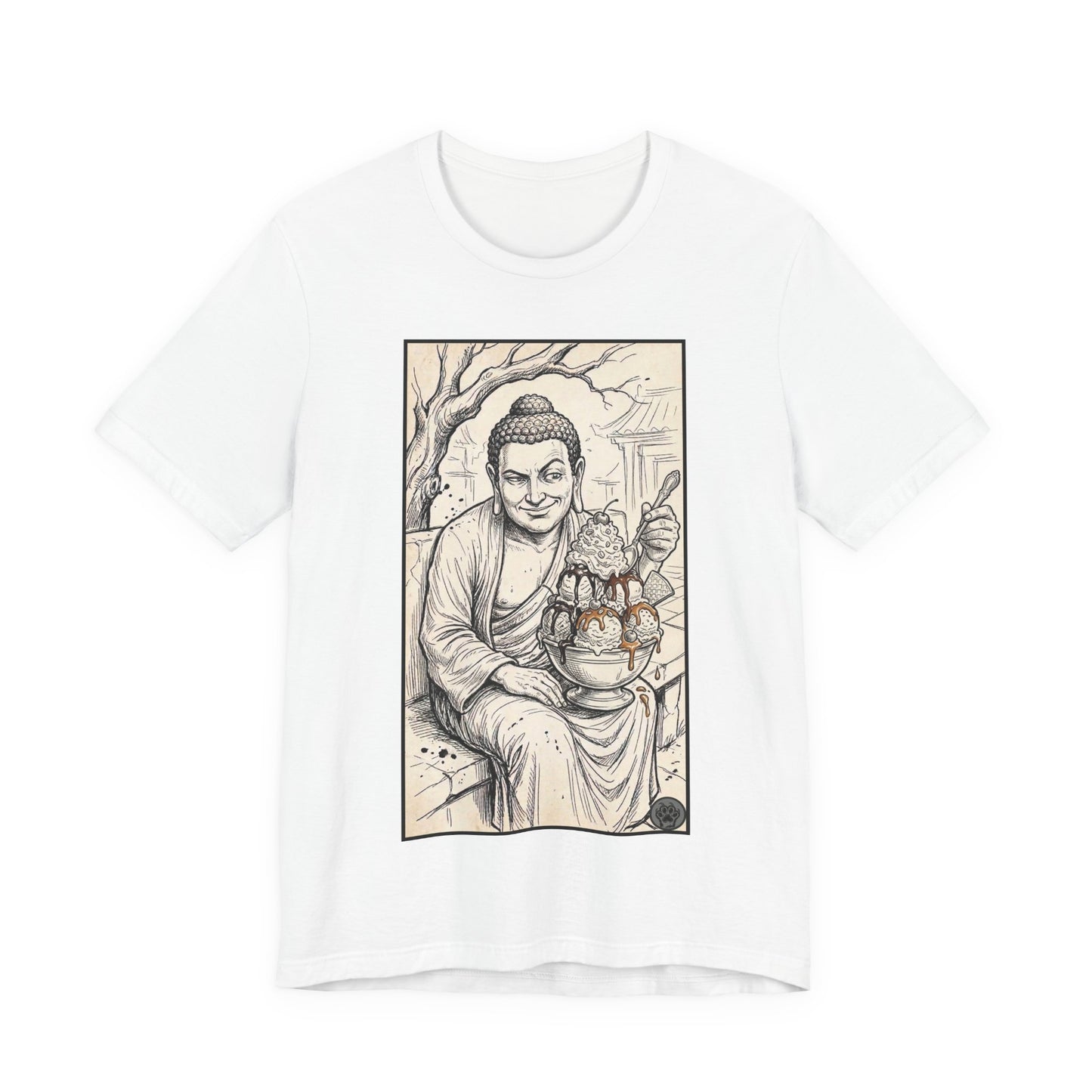 Bad Buddha Sundae Sketch Tee — Religious Humor Buddha Graphic T-Shirt