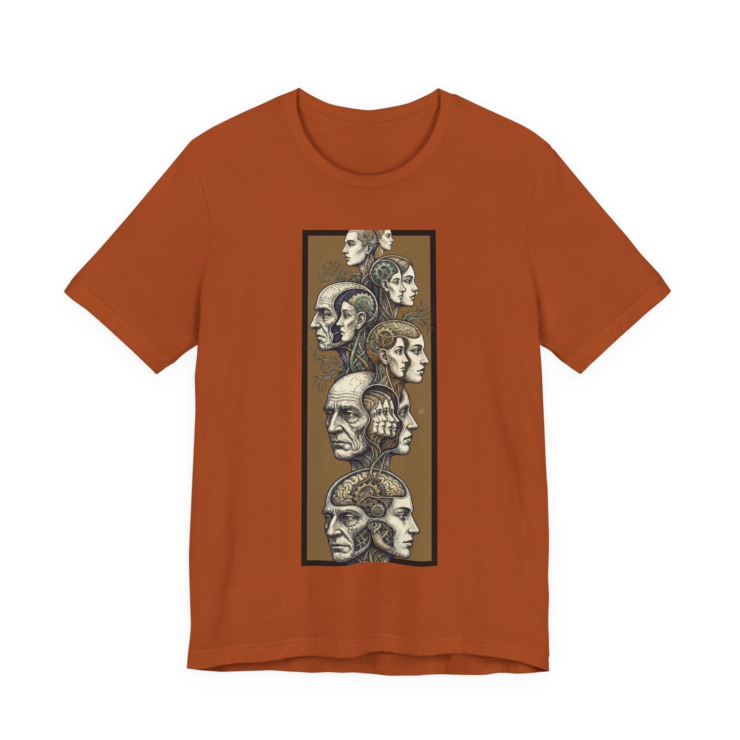 Family of Thought - Gold - Anatomical Heads Vertical Collage T-Shirt