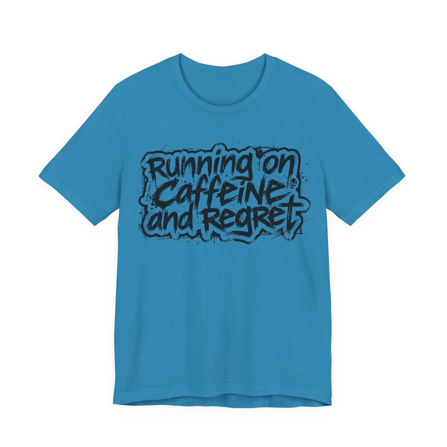 VOID - Running on Caffeine and Regret T-Shirt Version 2 (Horizontal) - Coffee Cat Dark Humor Tee