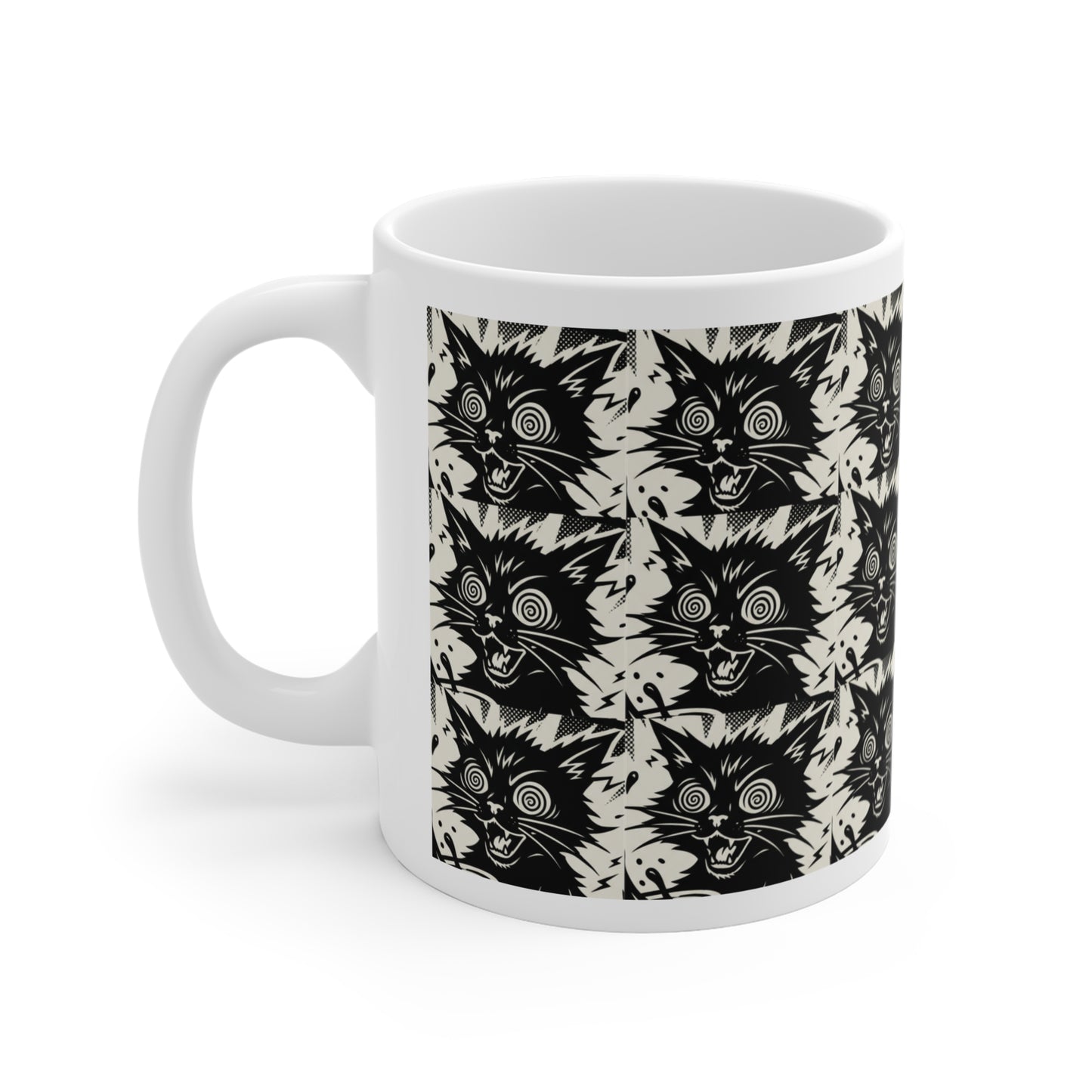 VOID - Black Cat Pattern Mug – 11oz Halloween & Cat Lover Coffee Cup