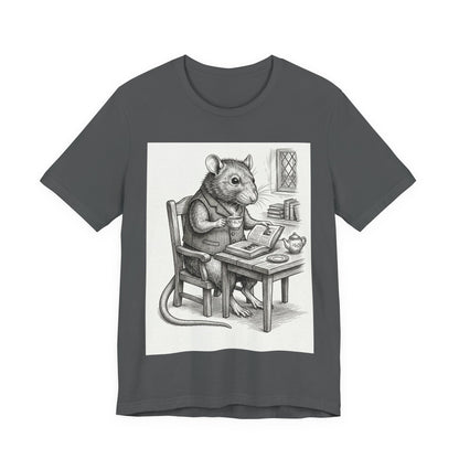 Ratney - "Cup of Tea & A Good Book" - Rodent Scholar T‑Shirt — Vintage Style Illustration of a Reading Rat with Tea