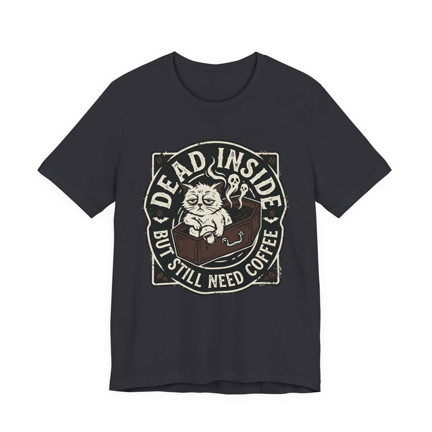 VOID - Dead Inside But Still Need Coffee T-Shirt - Coffee Cat Humor Tee