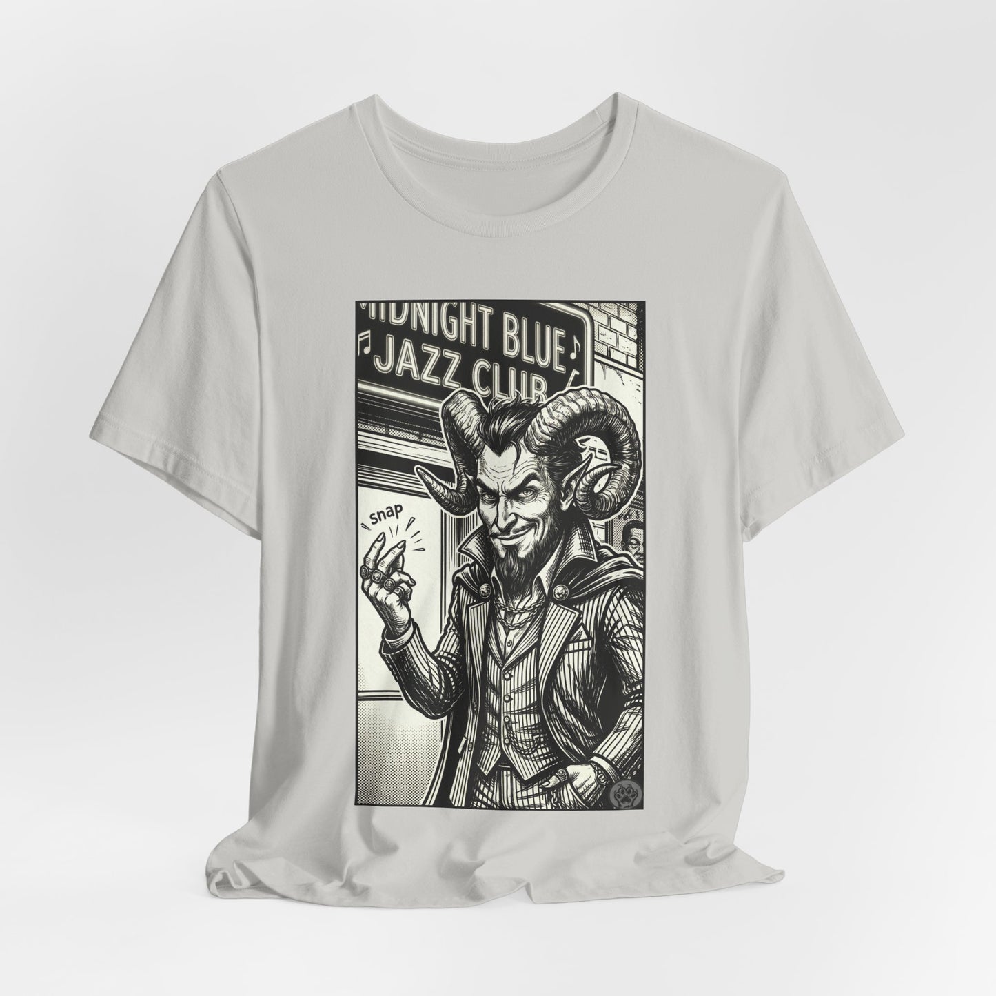 BLZB - Finger Snap Jazz Club Graphic Tee — 'Midnight Blue Jazz Club' Vintage Devil Illustration