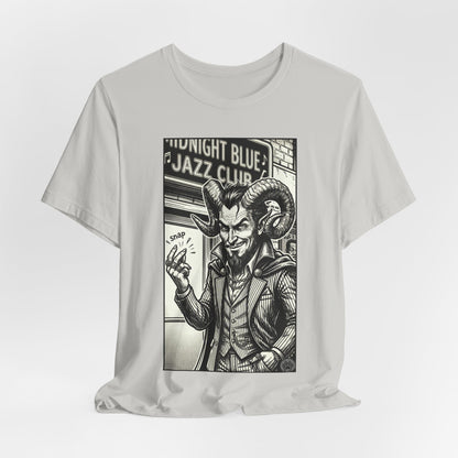 BLZB - Finger Snap Jazz Club Graphic Tee — 'Midnight Blue Jazz Club' Vintage Devil Illustration
