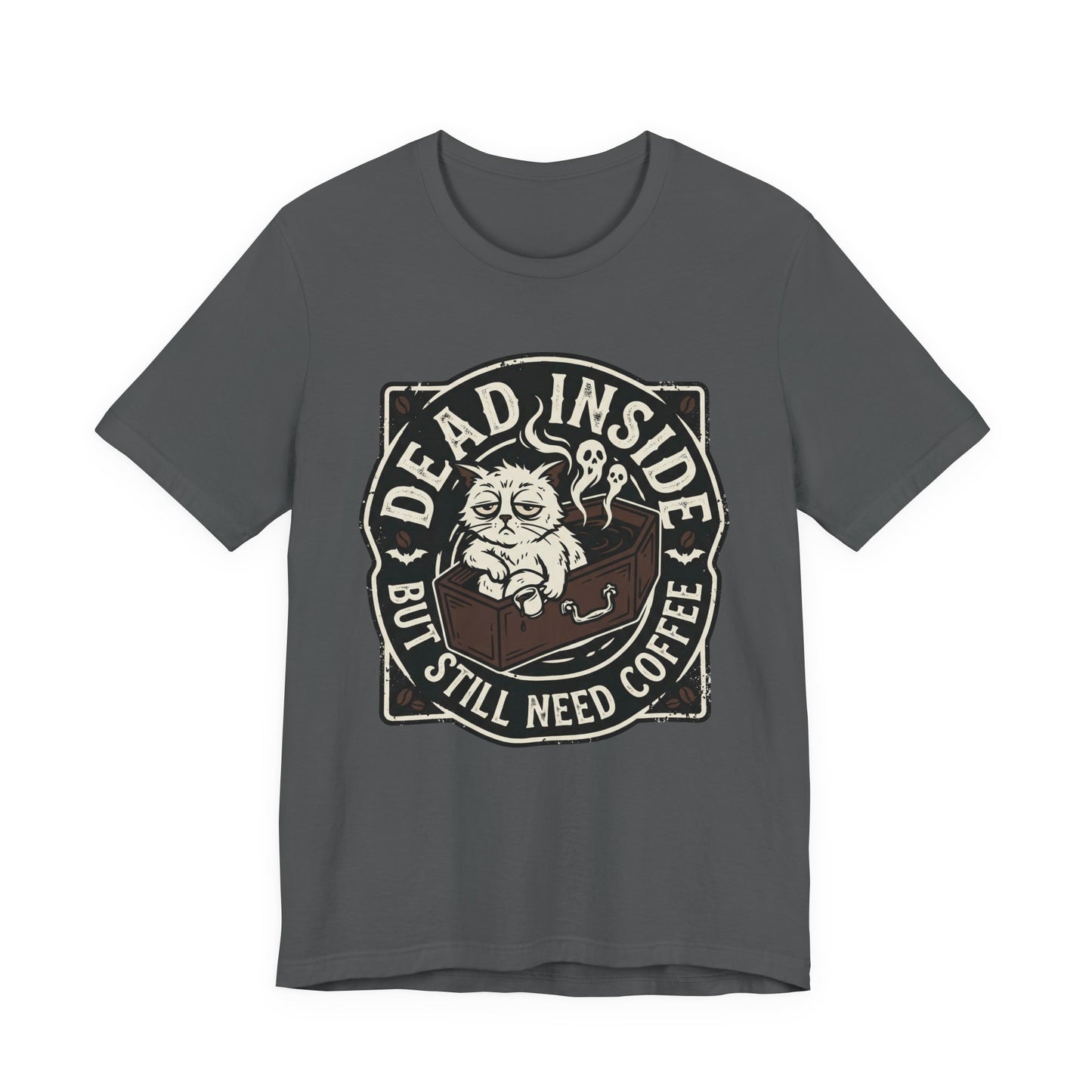 VOID - Dead Inside But Still Need Coffee T-Shirt - Coffee Cat Humor Tee