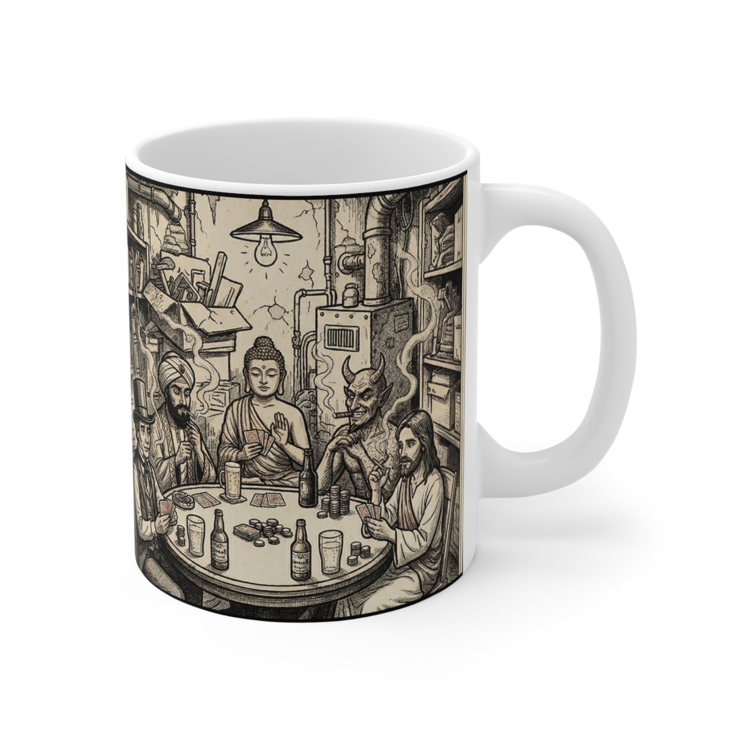 Playing For Keeps - 11oz Mug Ambi Handle — Religious Humor Occult Fun - Gambling For Souls!