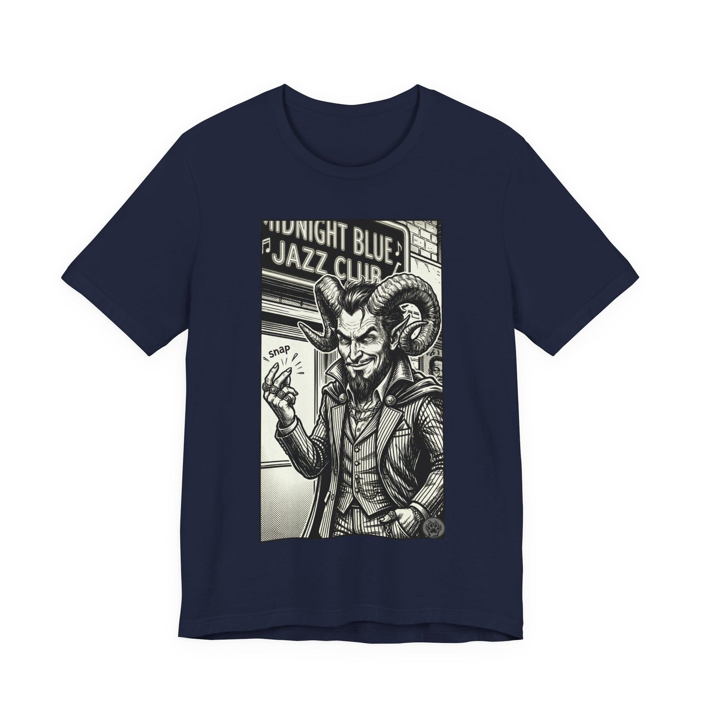 BLZB - Finger Snap Jazz Club Graphic Tee — 'Midnight Blue Jazz Club' Vintage Devil Illustration