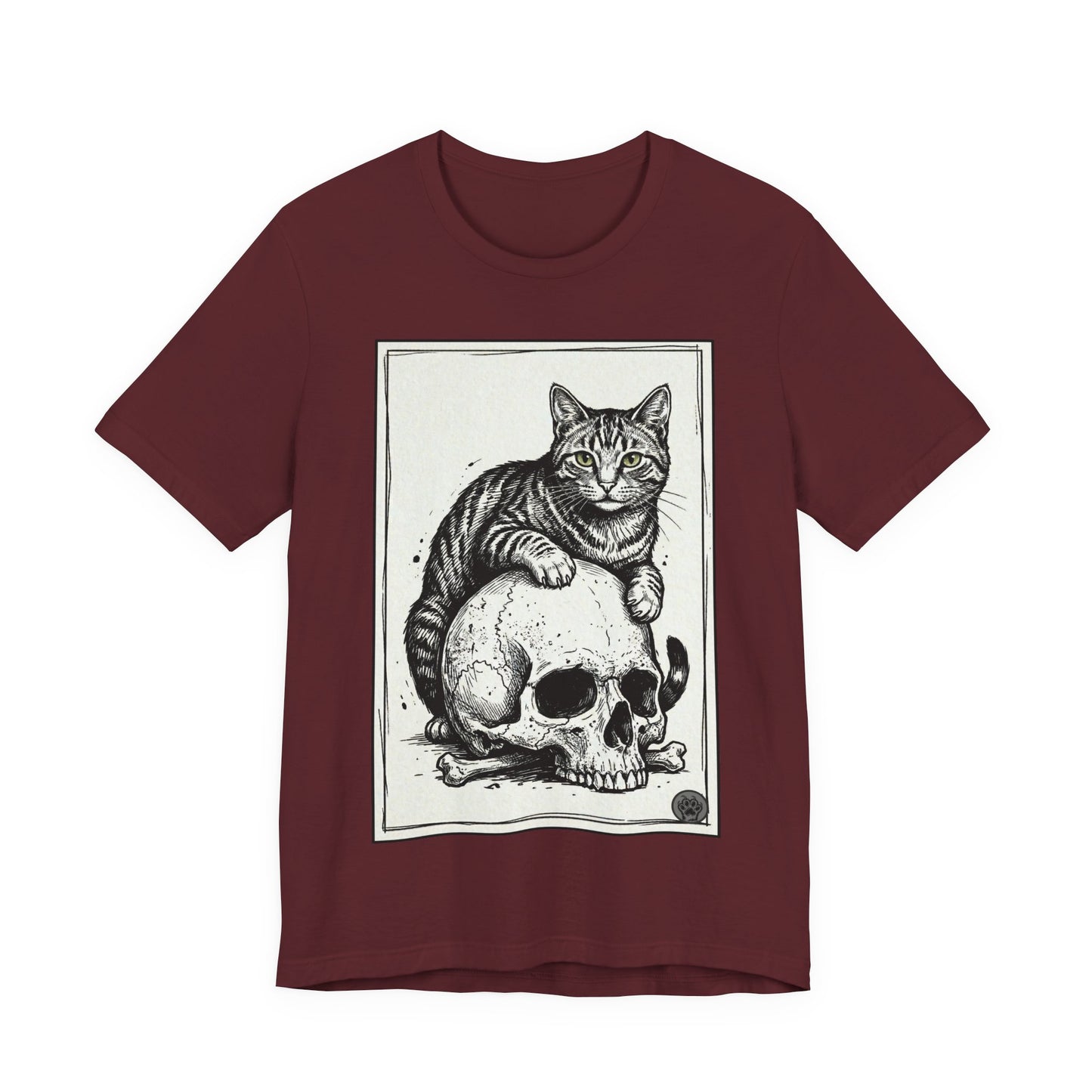 DarkArts Collection - Cat & Skull T-Shirt – Gothic Cat Illustration Tee