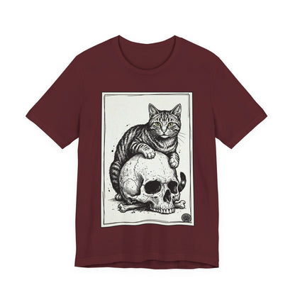 DarkArts Collection - Cat & Skull T-Shirt – Gothic Cat Illustration Tee