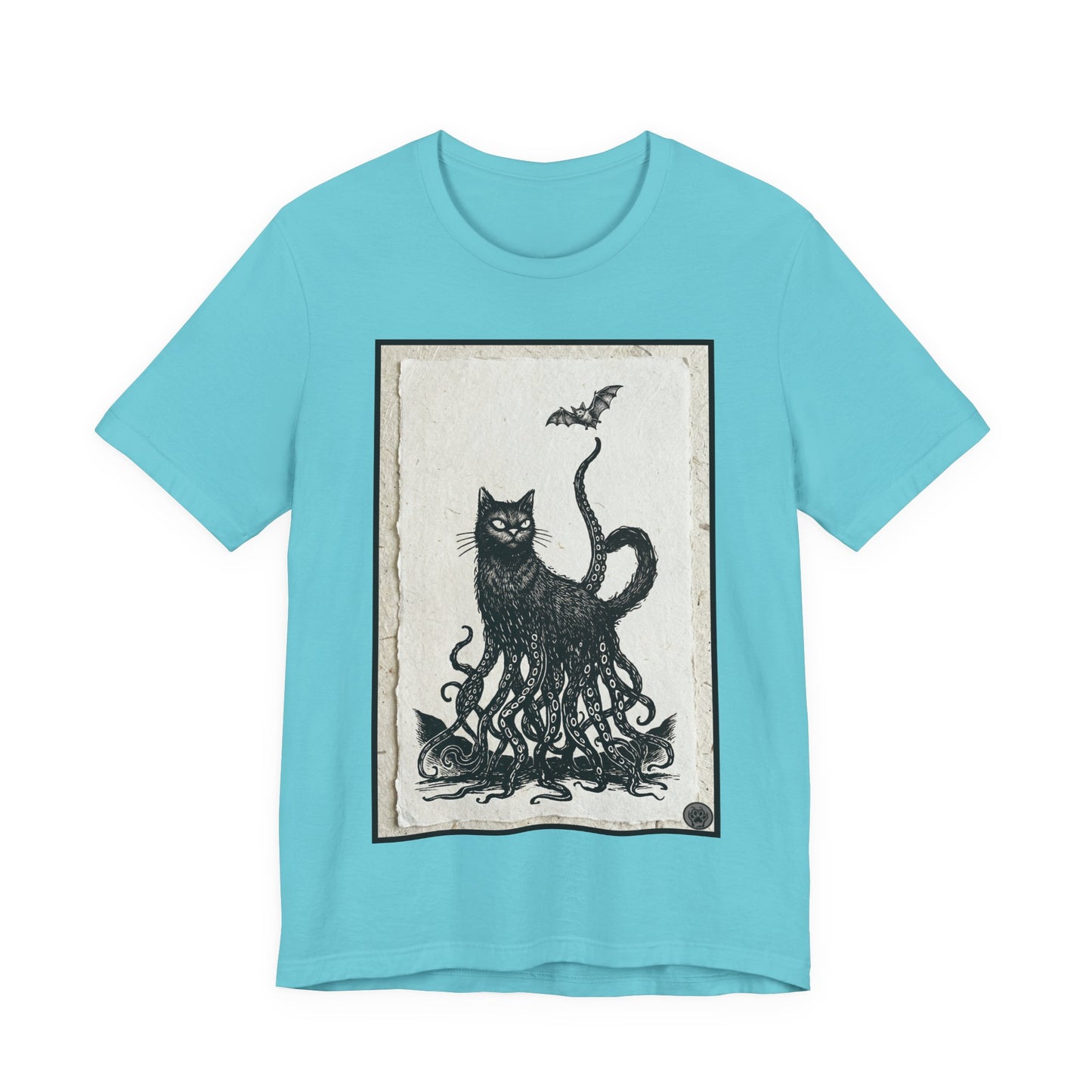 OctoCat Catching a Bat - Vintage Paper - Mystic Cat Kraken Tee — Gothic Cat T‑Shirt
