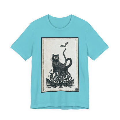 OctoCat Catching a Bat - Vintage Paper - Mystic Cat Kraken Tee — Gothic Cat T‑Shirt