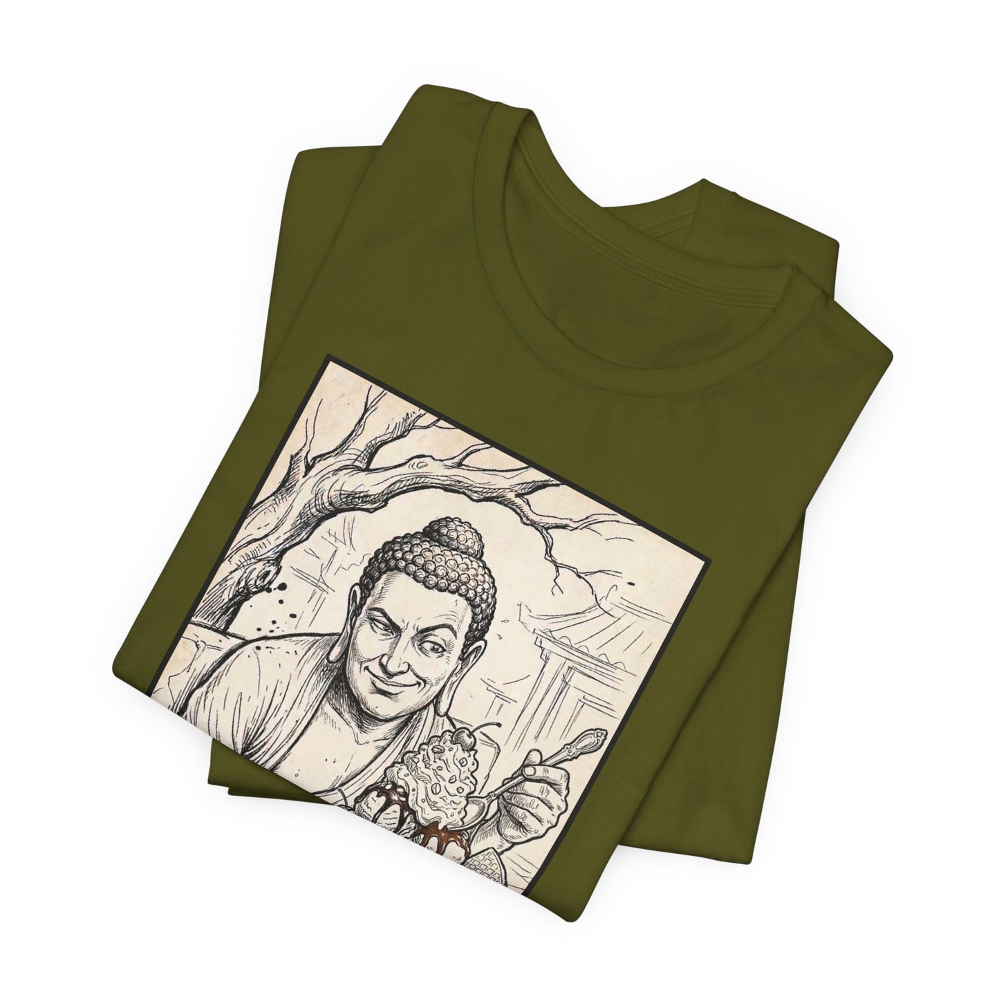 Bad Buddha Sundae Sketch Tee — Religious Humor Buddha Graphic T-Shirt