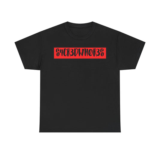 Sacred Whores - Alphanumeric Bumpersticker - Red Logo T-Shirt