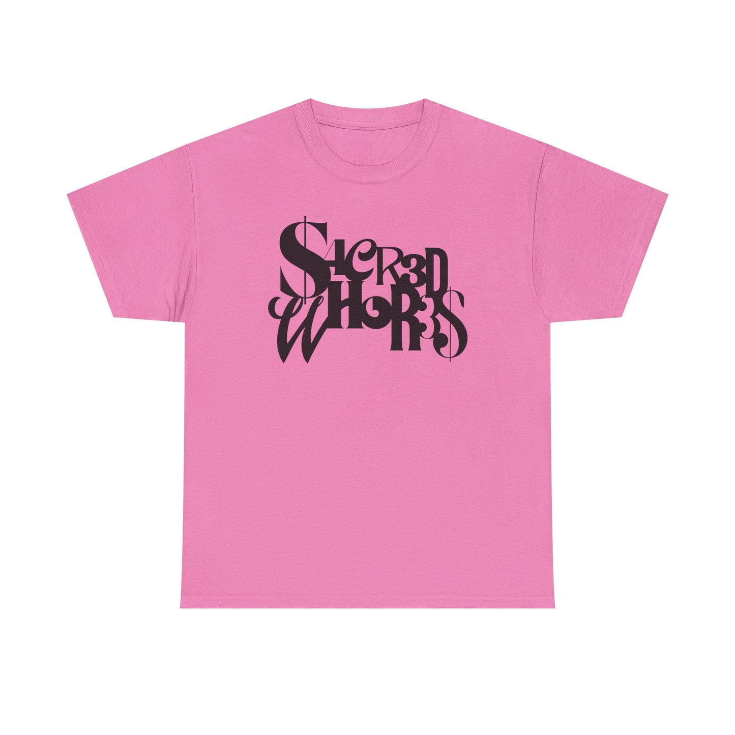 Sacred Whores - Mixed Fonts Graphic Tee — Gothic Ambigram Band Shirt