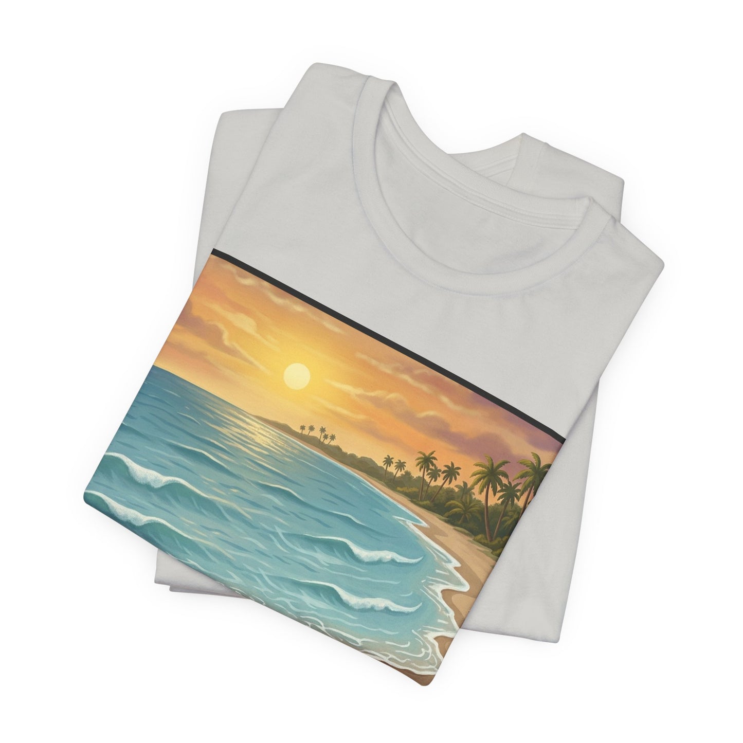 Another Nice Day At The Beach - Vertical - Beach Sunset Tee — Coastal Tropical Shoreline Graphic T‑Shirt