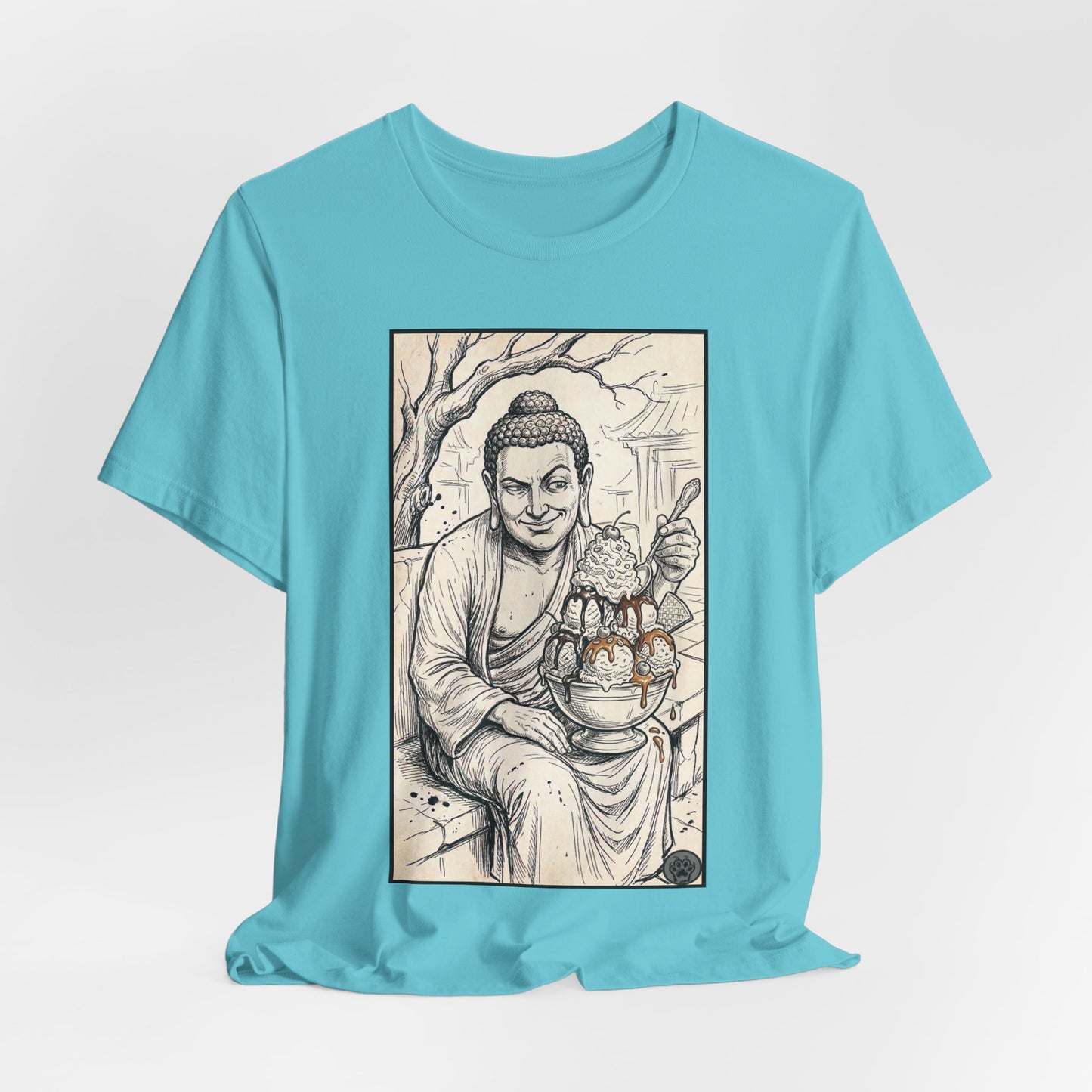 Bad Buddha Sundae Sketch Tee — Religious Humor Buddha Graphic T-Shirt