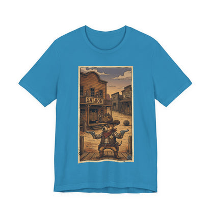SheriffPaco - Vertical - Chihuahua Sheriff Western Saloon Showdown T-Shirt — Vintage Cowboy Sheriff Puppy Dog Graphic Tee