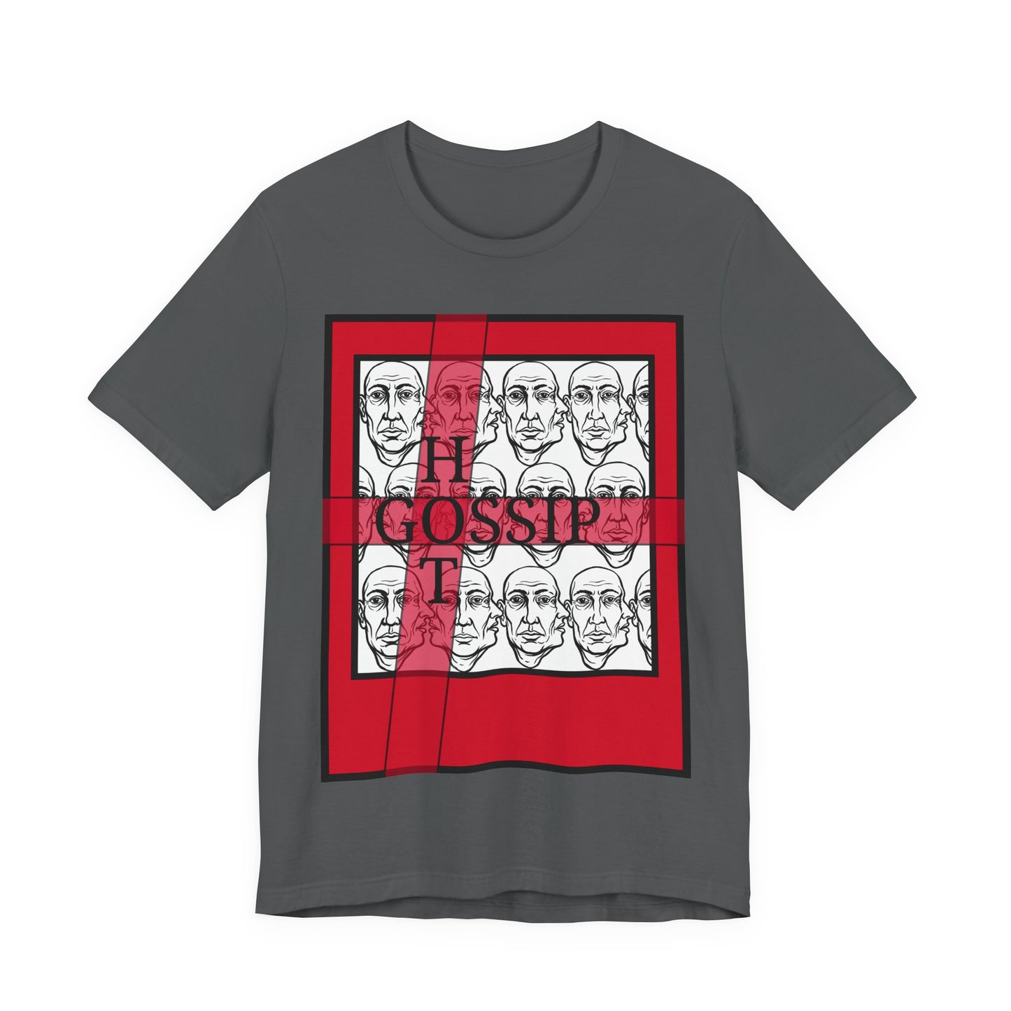 HotGossip - RedRibbon - Faces Graphic Tee — Red Block Art T-Shirt