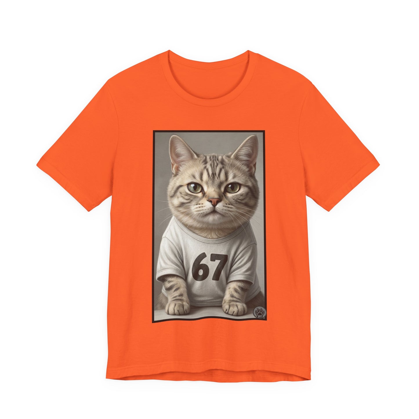 67 Meme - New Variation! - Cat Jersey T‑Shirt — Cute Kitten Portrait with Number 67