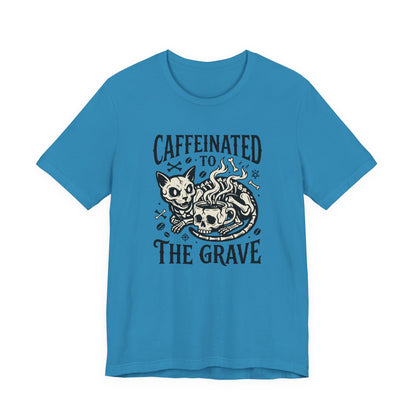 VOID - Caffeinated to the Grave Tee - Coffee Cat Humor Shirt