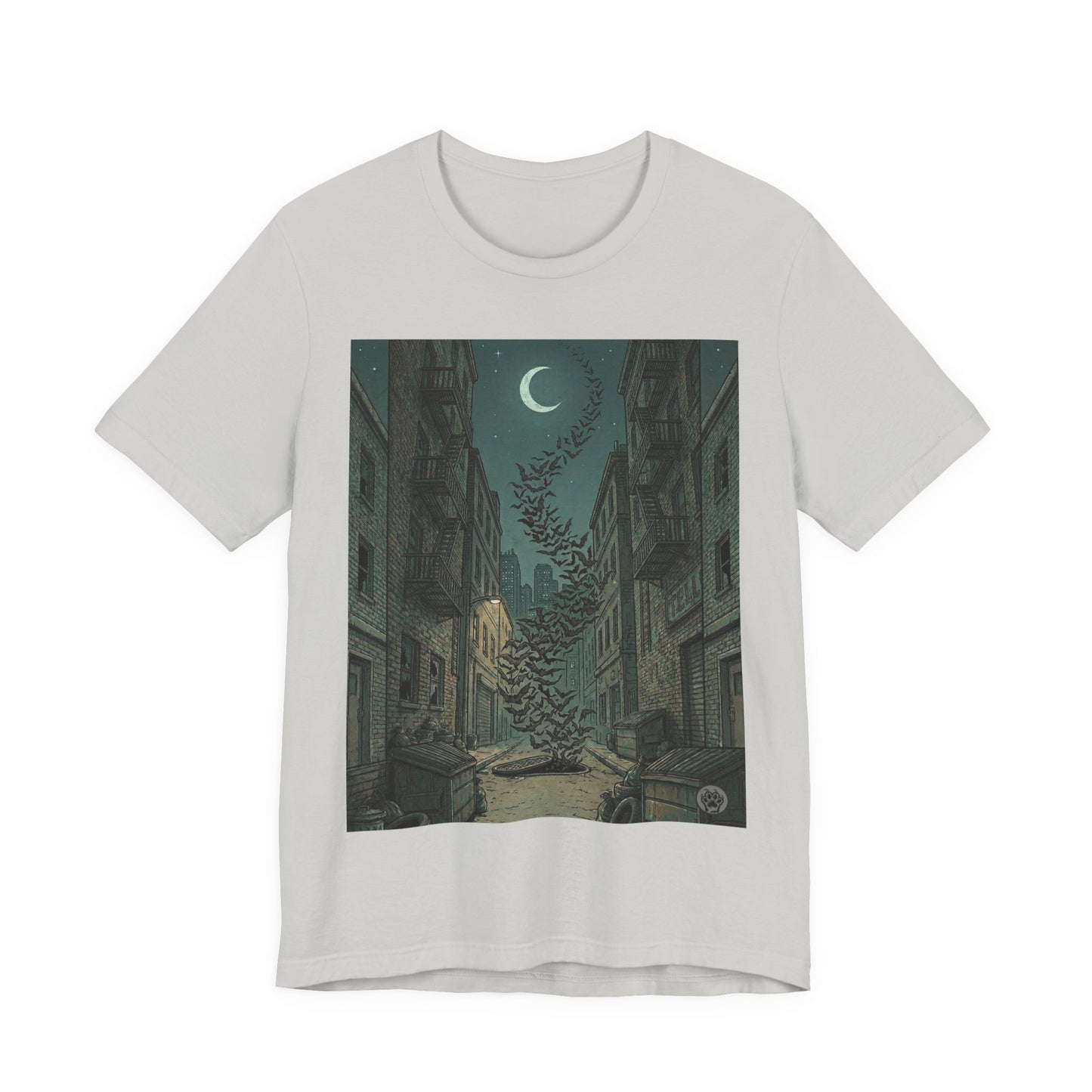Bat's Night - Cityscape Moon T-Shirt — Surreal Crescent &  Street Art Tee