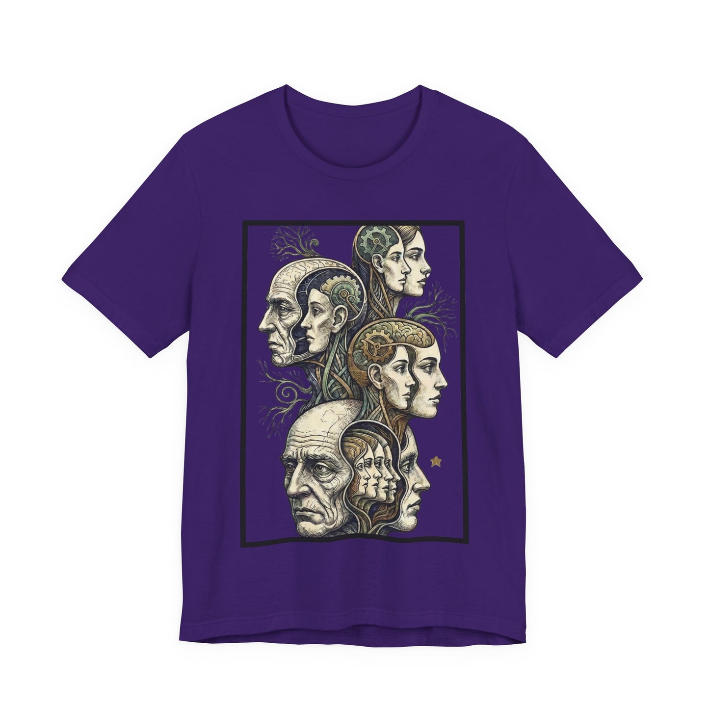Family of Thought - Crop - Evolution of Minds T-Shirt — Surreal Human Faces Art Tee