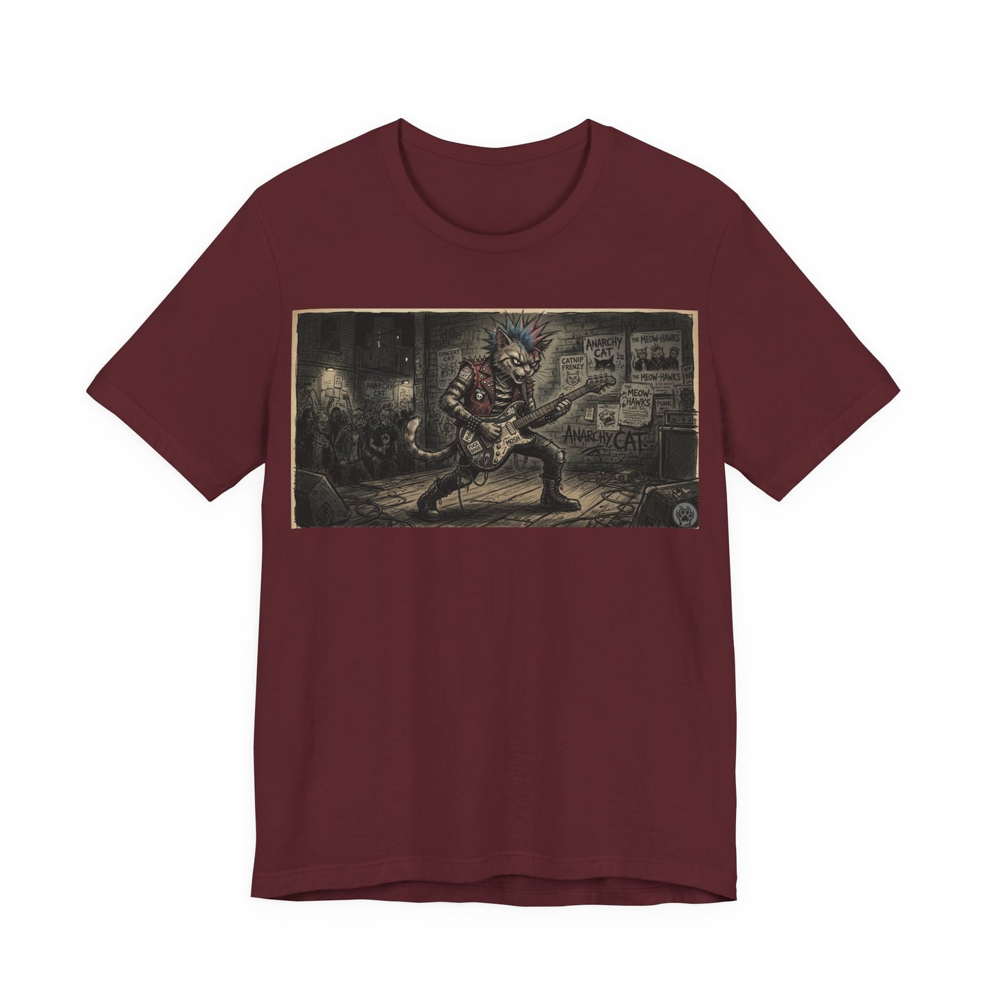 PunkCat At The Club -  Punk Rock T‑Shirt — Punk Cat Guitarist Design
