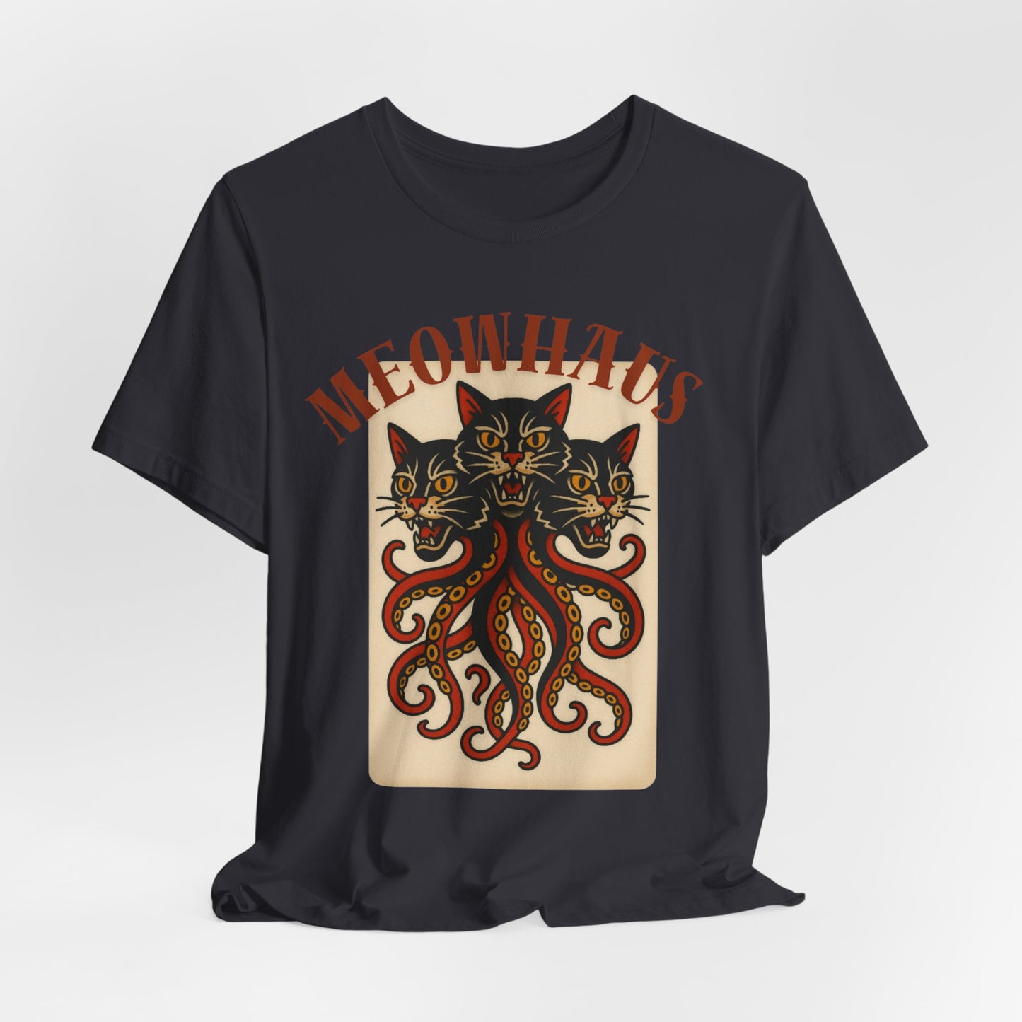 The Magic Three - Vintage Tattoo Meowhaus Cat-Octopus Graphic Tee