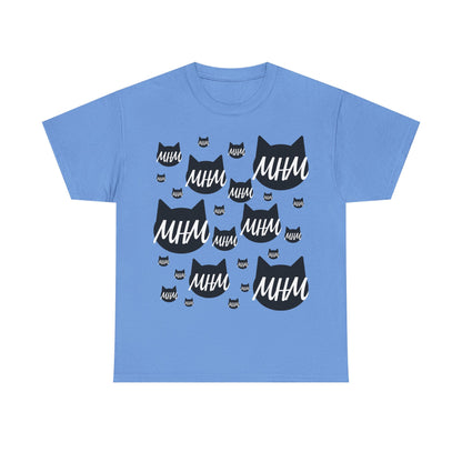 MHM Logo - Scattered Cat Faces Graphic T-Shirt