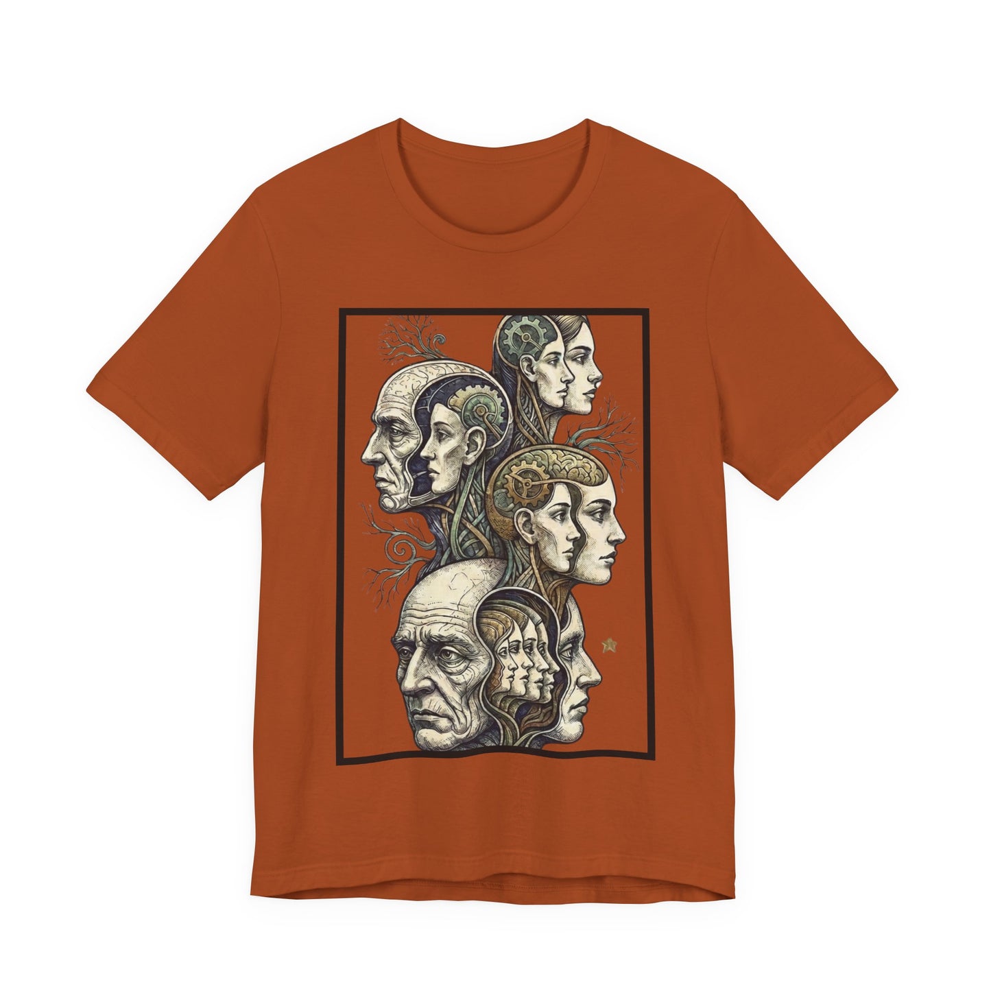 Family of Thought - Crop - Evolution of Minds T-Shirt — Surreal Human Faces Art Tee