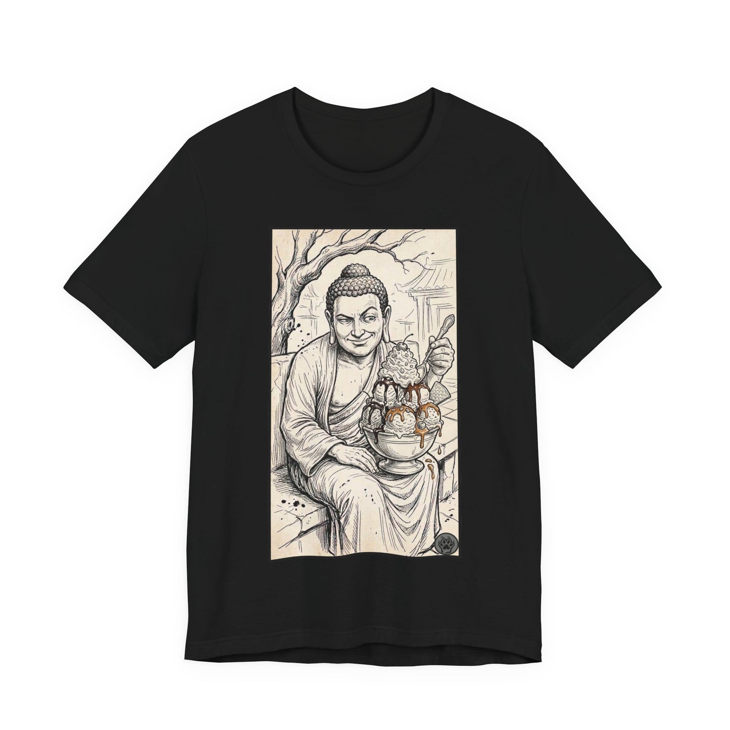 Bad Buddha Sundae Sketch Tee — Religious Humor Buddha Graphic T-Shirt