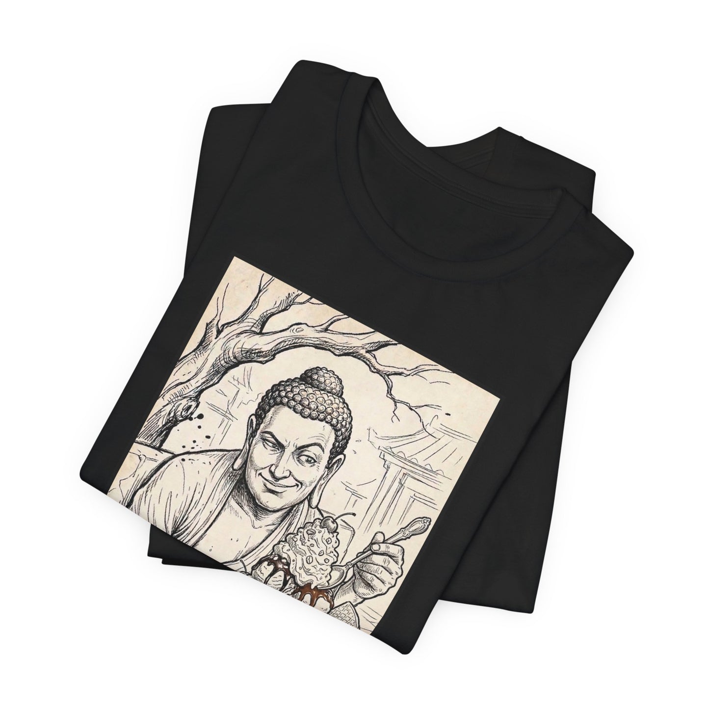 Bad Buddha Sundae Sketch Tee — Religious Humor Buddha Graphic T-Shirt