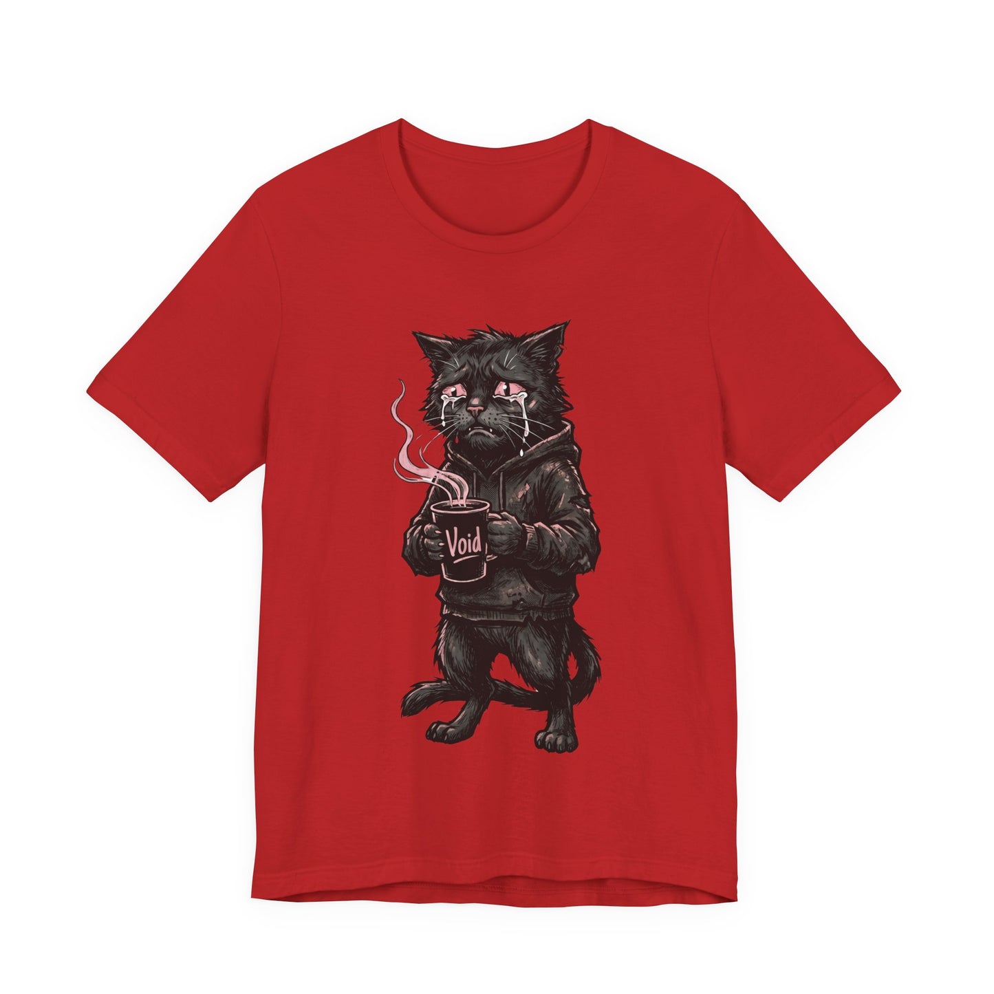 VOID - The Dark Void Cat T‑Shirt — Gothic Coffee Black Cat Illustration Tee