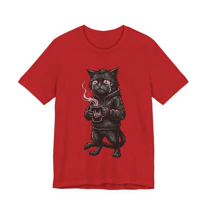 VOID - The Dark Void Cat T‑Shirt — Gothic Coffee Black Cat Illustration Tee