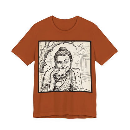 BadBuddha - Cheeseburger (Crop) - Buddha Eating A Delicious Juicy Cheeseburger Funny T‑Shirt Zen Humor