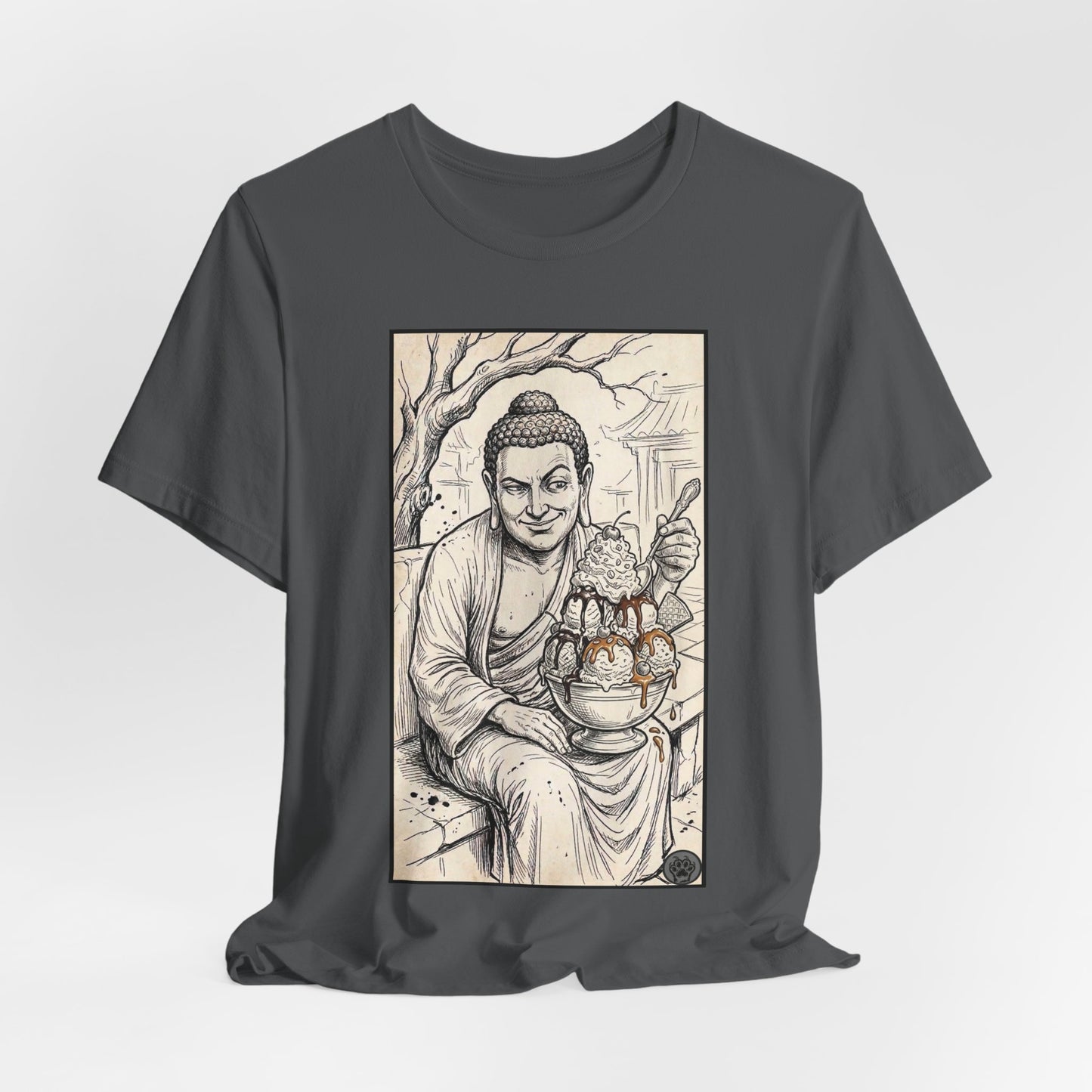 Bad Buddha Sundae Sketch Tee — Religious Humor Buddha Graphic T-Shirt
