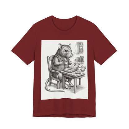 Ratney - "Cup of Tea & A Good Book" - Rodent Scholar T‑Shirt — Vintage Style Illustration of a Reading Rat with Tea