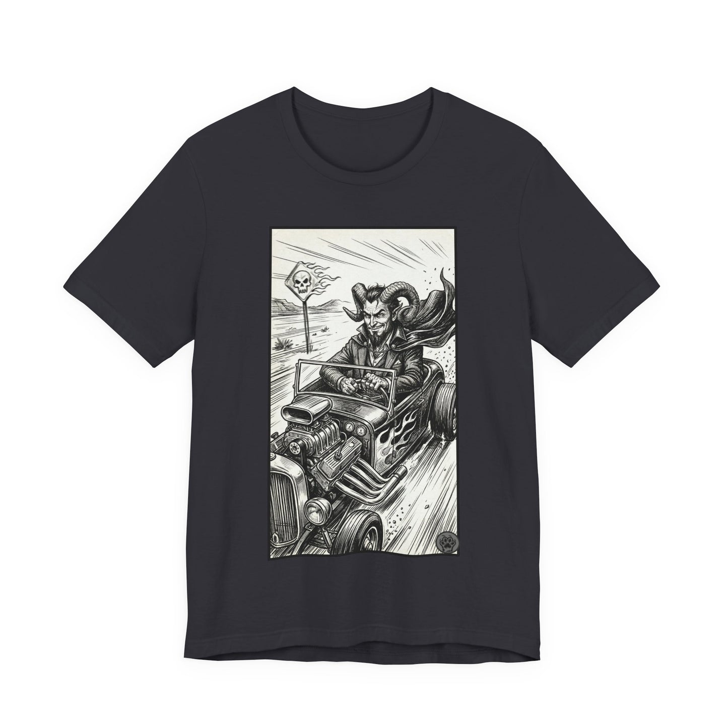 BLZB - Hot Rod Devil Driving T‑Shirt — Vintage Gothic Car Illustration Tee