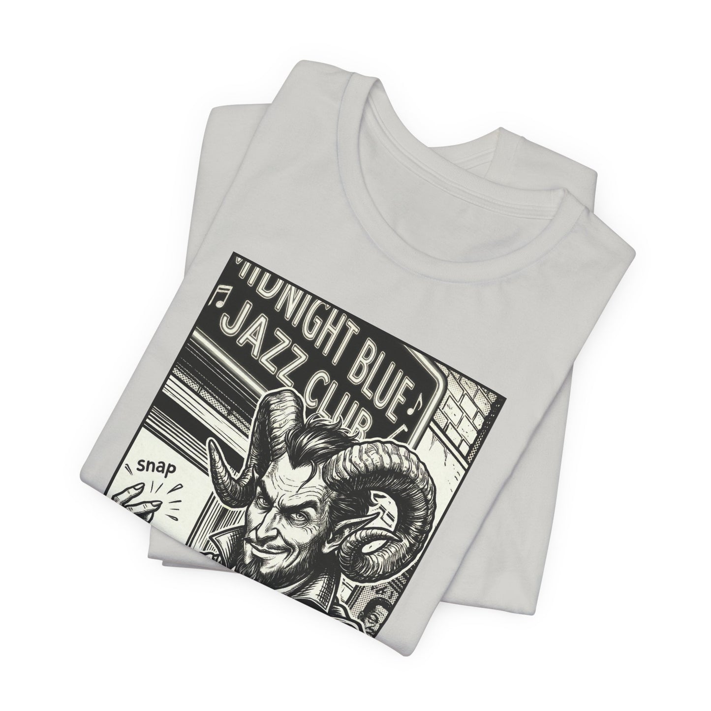 BLZB - Finger Snap Jazz Club Graphic Tee — 'Midnight Blue Jazz Club' Vintage Devil Illustration