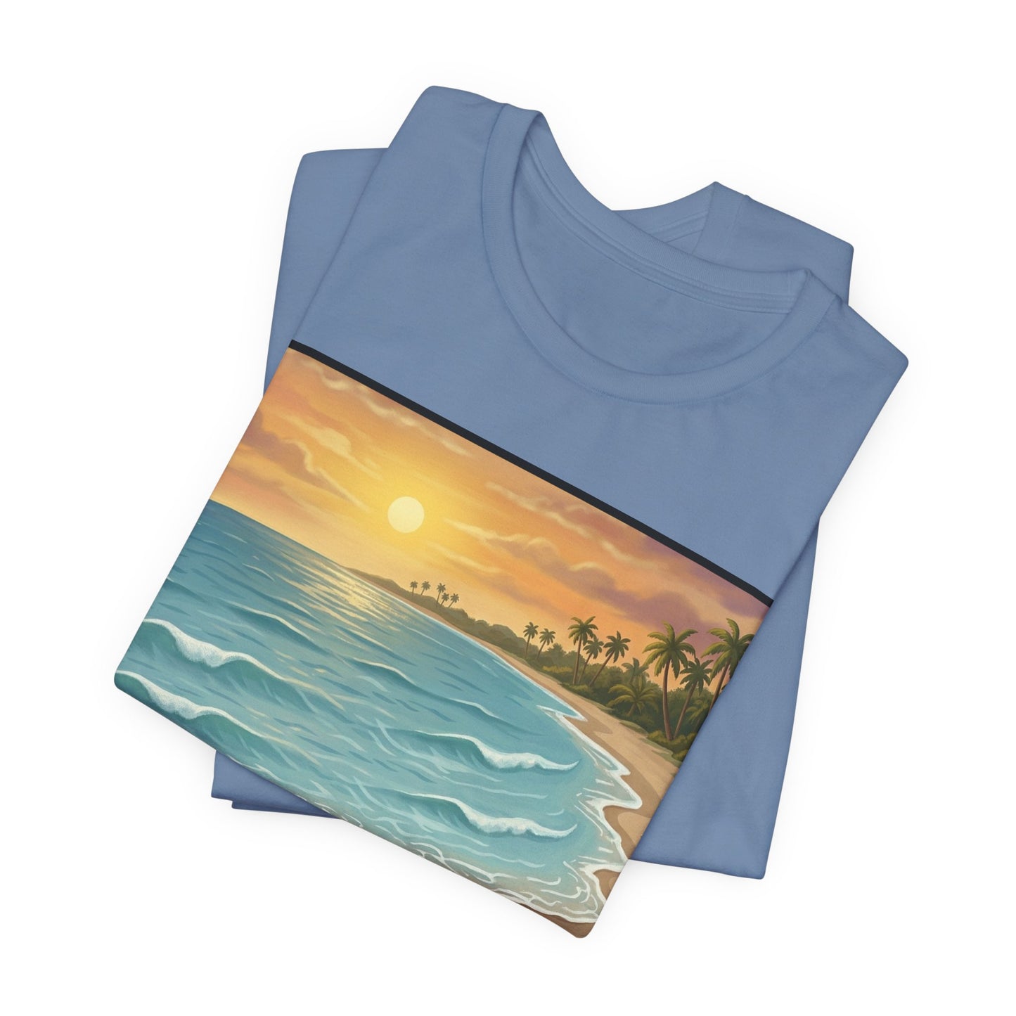 Another Nice Day At The Beach - Vertical - Beach Sunset Tee — Coastal Tropical Shoreline Graphic T‑Shirt