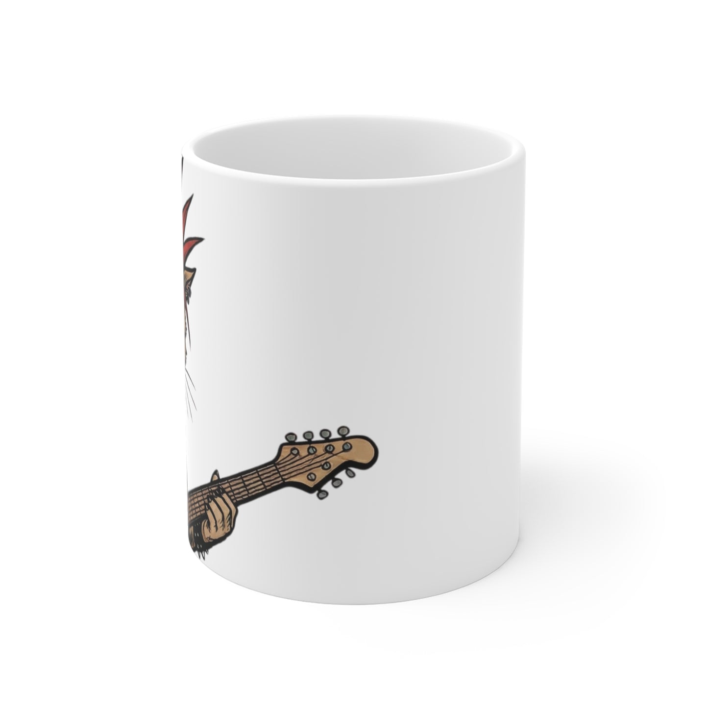 PunkCat - Big and Bold - 11oz Mug Left Handle - Punk Rock Cat Guitar Mug — 11oz Music Lover Coffee Cup